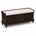 Banc de rangement en bois avec siège rembourré blanc