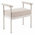 Banc en métal et tissu Beige 60x40x45 cm