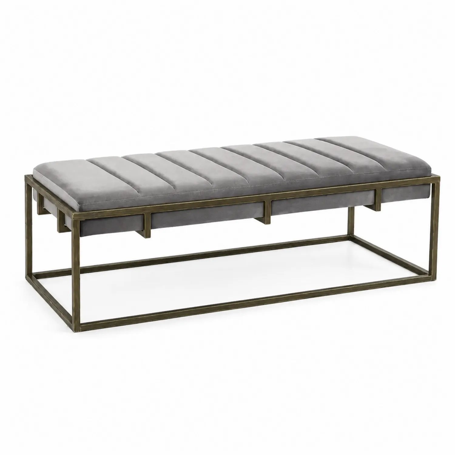 Banc rectangulaire en velours avec cadre en métal