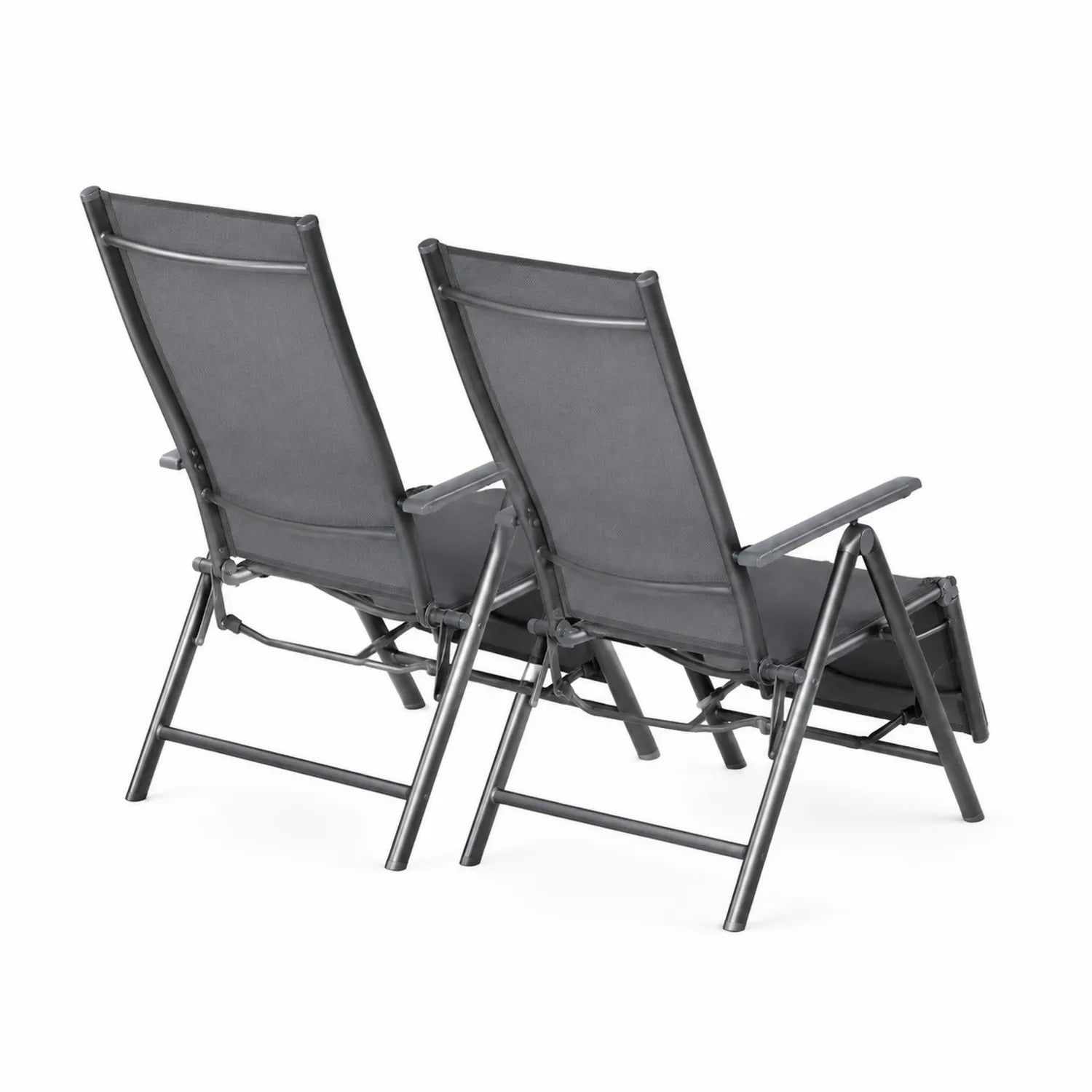 Chaises Pliantes d'Extérieur en Ensemble 2 pcs Métal Textilène Noir