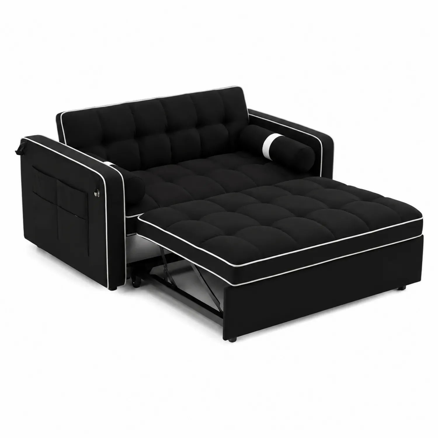 Canapé-lit en tissu noir et blanc