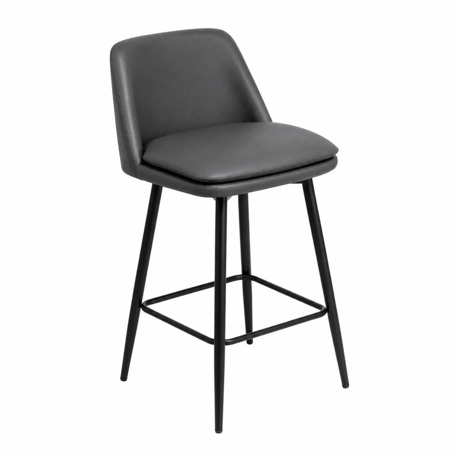 Tabouret de Bar en Métal et Similicuir Noir