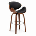 Tabouret de Bar Pivotant en Bois et Similicuir Noir