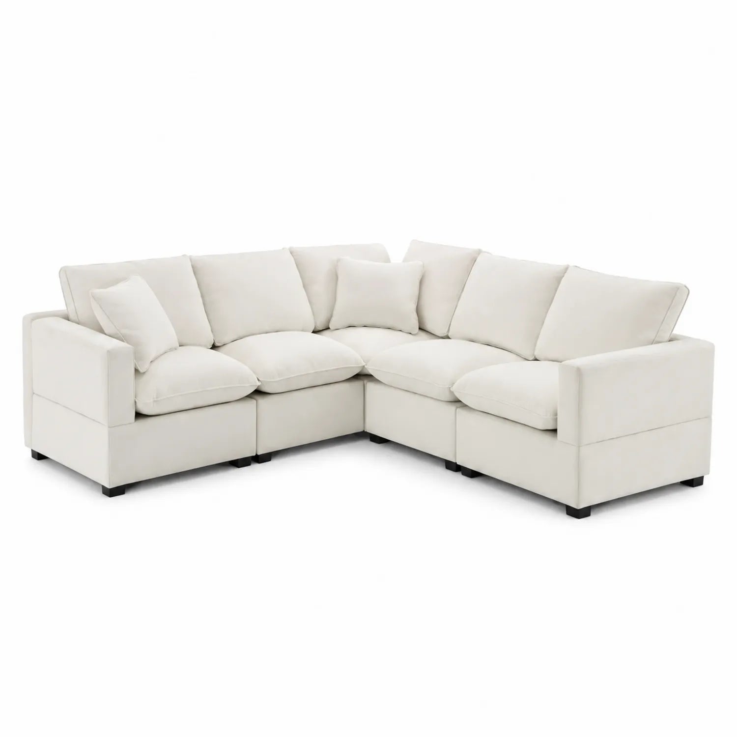Canapé d'angle modulable en tissu Beige 6 places