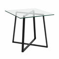 Table en verre trempé avec piètement en métal noir