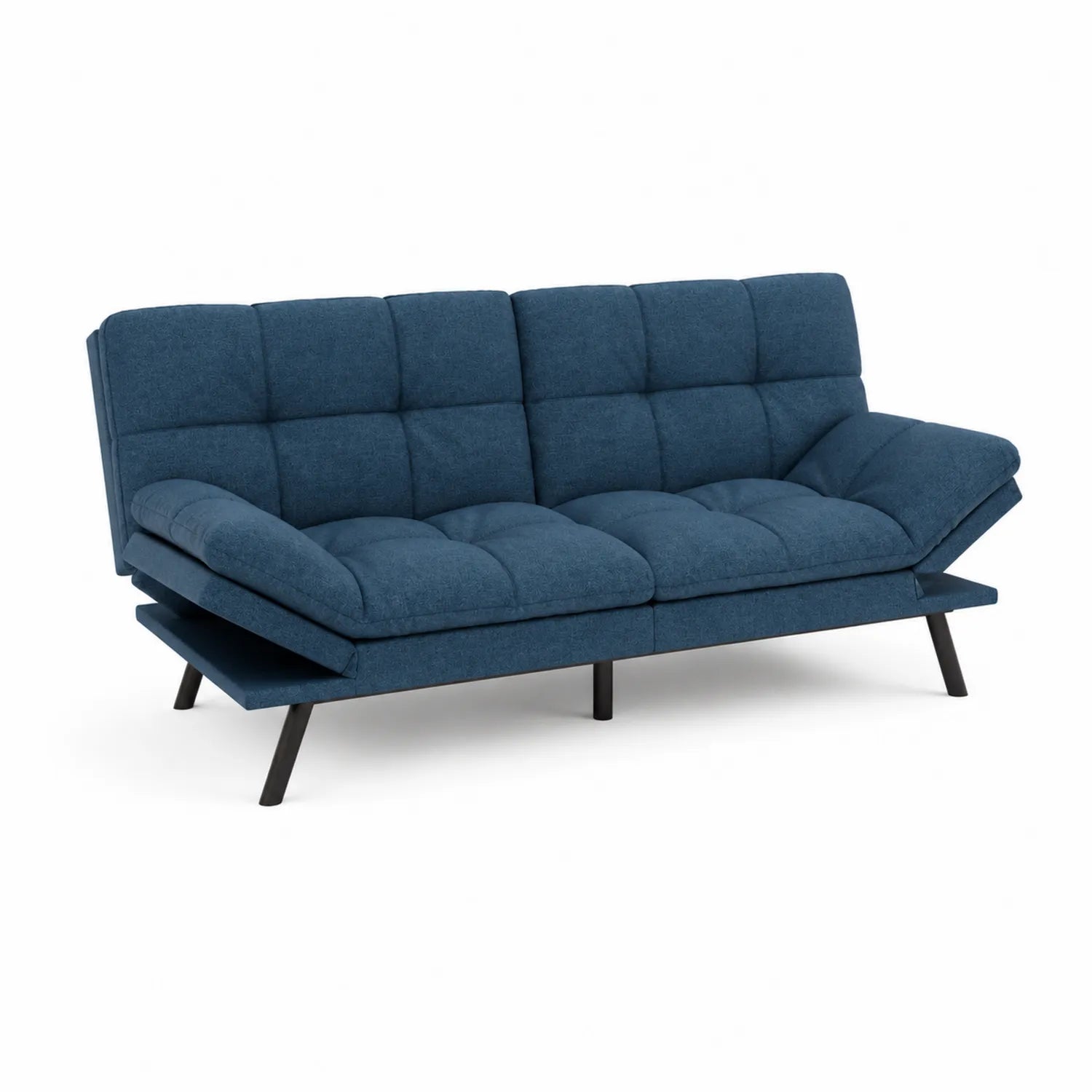 Canapé convertible en tissu bleu avec pieds en métal 200 cm