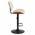 Tabouret de bar en cuir synthétique beige avec base en métal noir