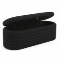 Banc de rangement en tissu bouclette noir 120 cm
