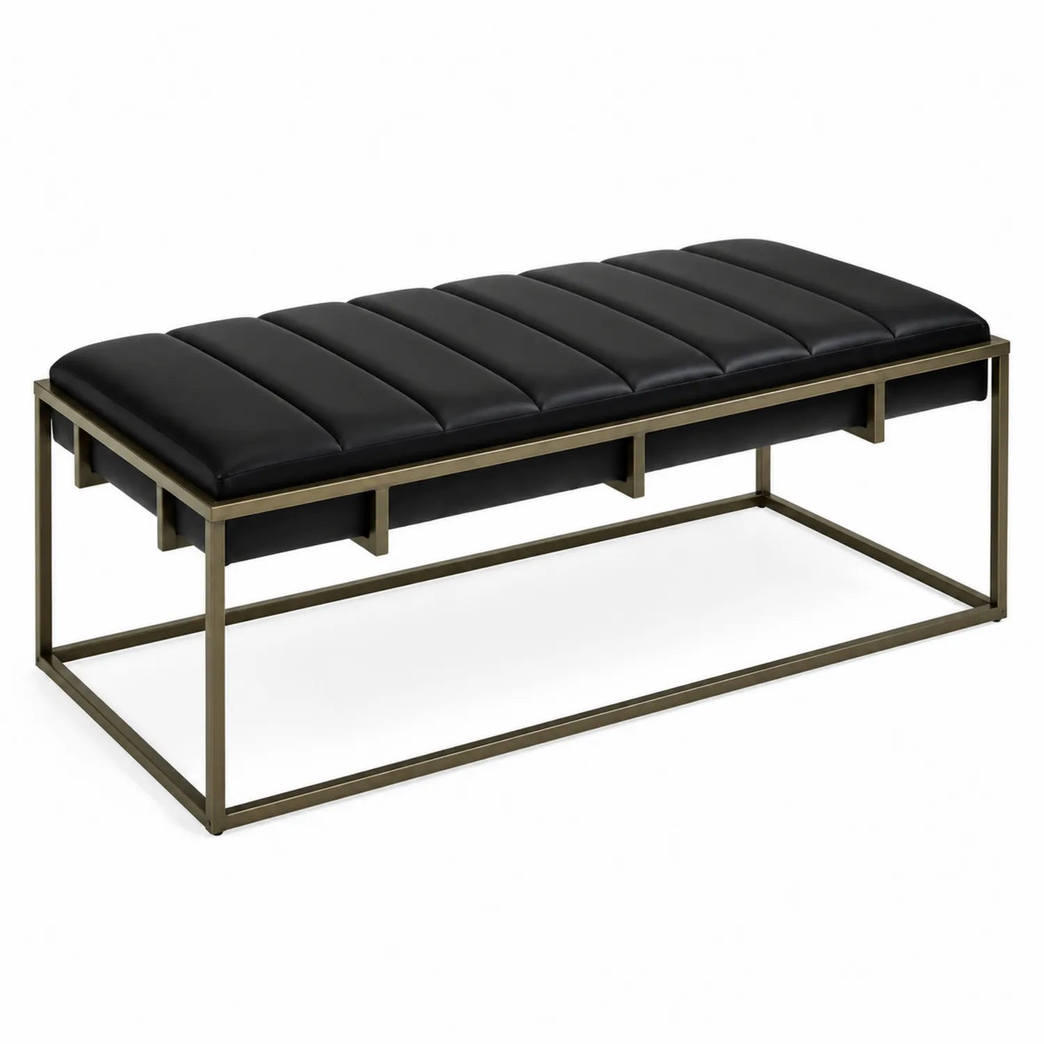 Banquette en cuir synthétique Noir Cadre Métal 130cm
