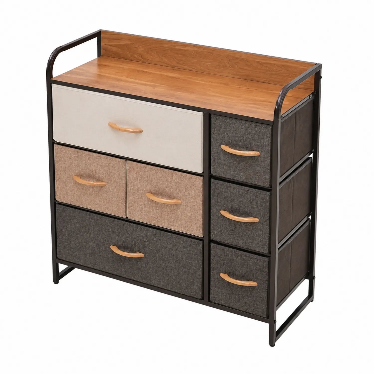 Commode en métal avec 8 tiroirs en tissu MDF