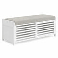 Banc en bois avec coussin en polyester Gris 120x40x50cm