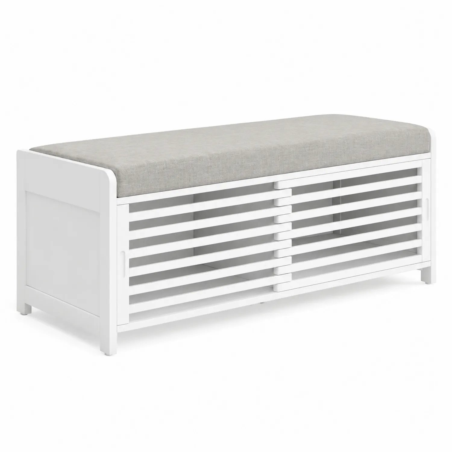 Banc en bois avec coussin en polyester Gris 120x40x50cm