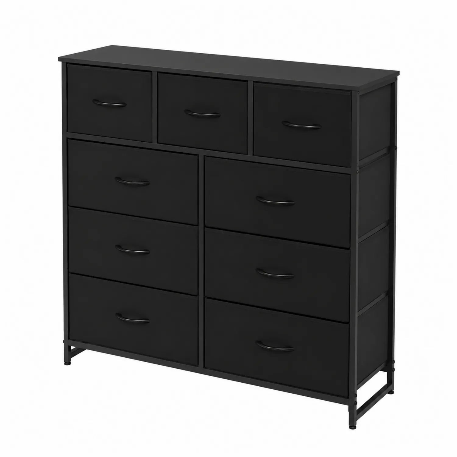 Commode en métal et tissu Noir 80x30x90 cm