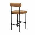 Tabouret de bar en cuir PU marron avec cadre métallique, 75 cm