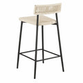 Tabouret de bar en métal noir avec assise en corde beige